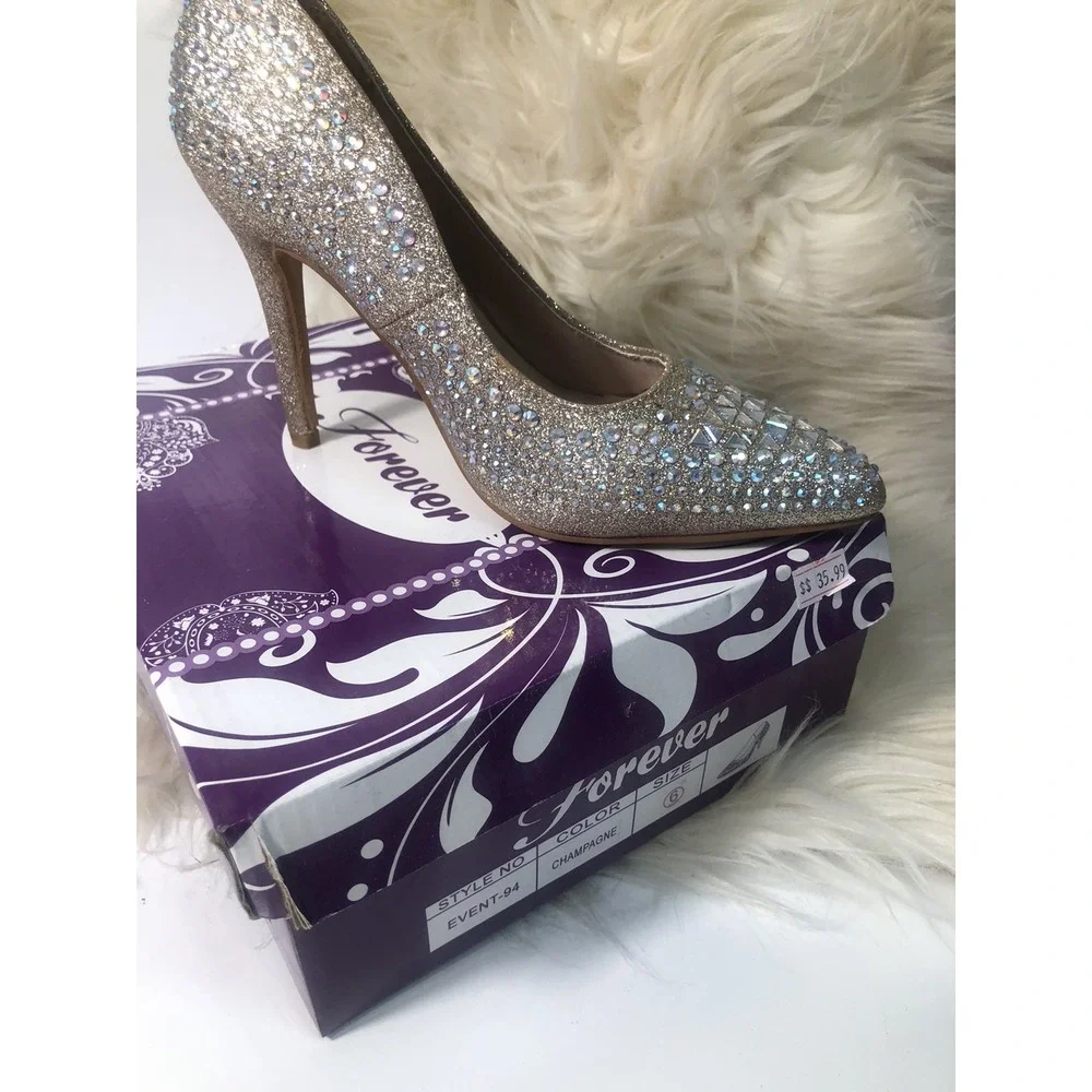 Forever-Women‎ Event 94 Champagne Glitter Stilettoes  PUMP BRAND NEW SIZE 7.5 - Picture 13 of 13